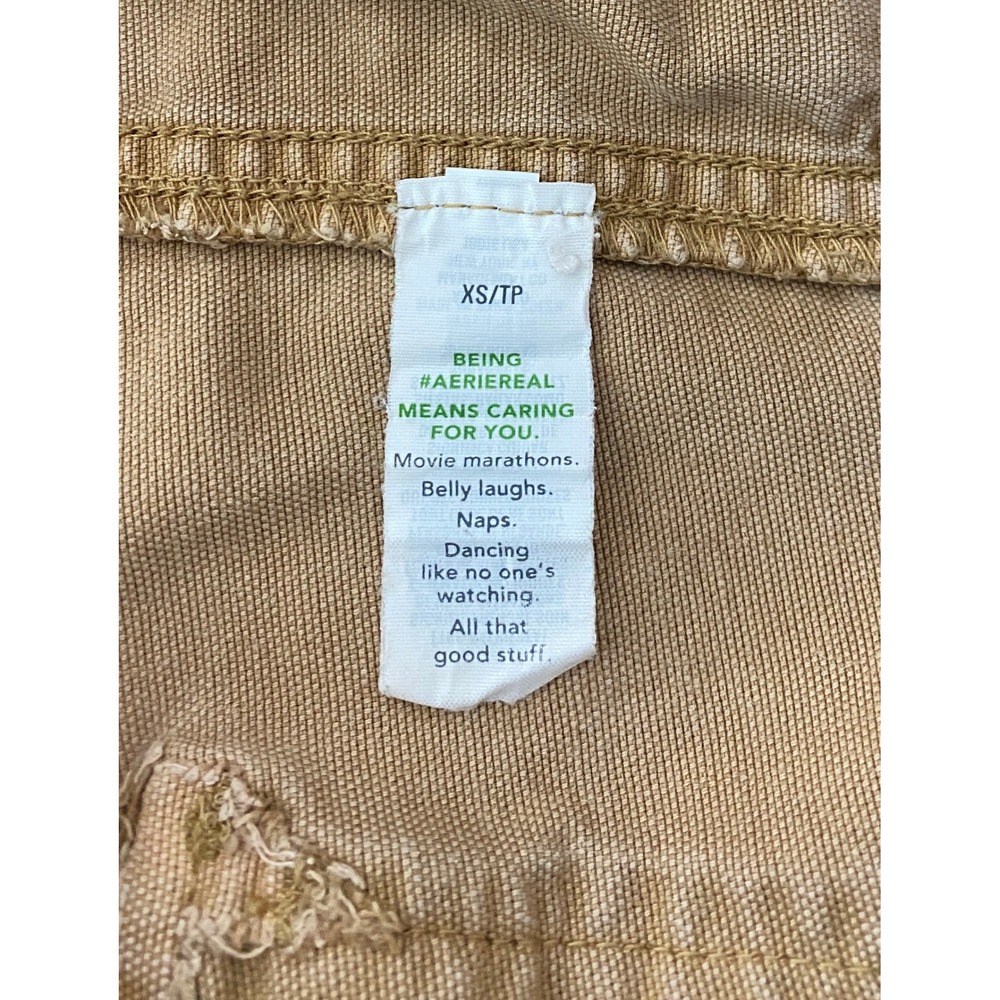 Aerie Cargo Jogger Pants Tan Women's‎ XS TP Cotton Lyocell Drawstring Elastic - Picture 6 of 11